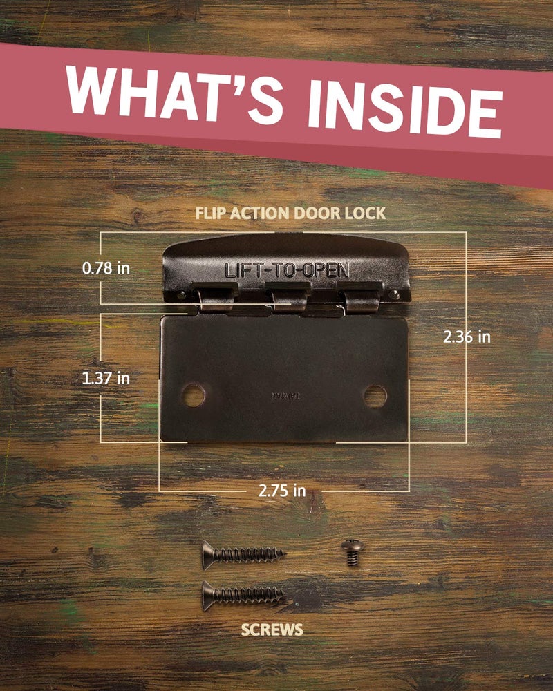 JD Jack N'Drill Jack Nâ€™ Drill Flip Action Door Lock (6 Pack)- Reversible Privacy Door Locks with Anti Lockout Screw for Child Proofing and Home Defense, Easy to Install and Durable Lock for Interior Swing-in Door - Image 2